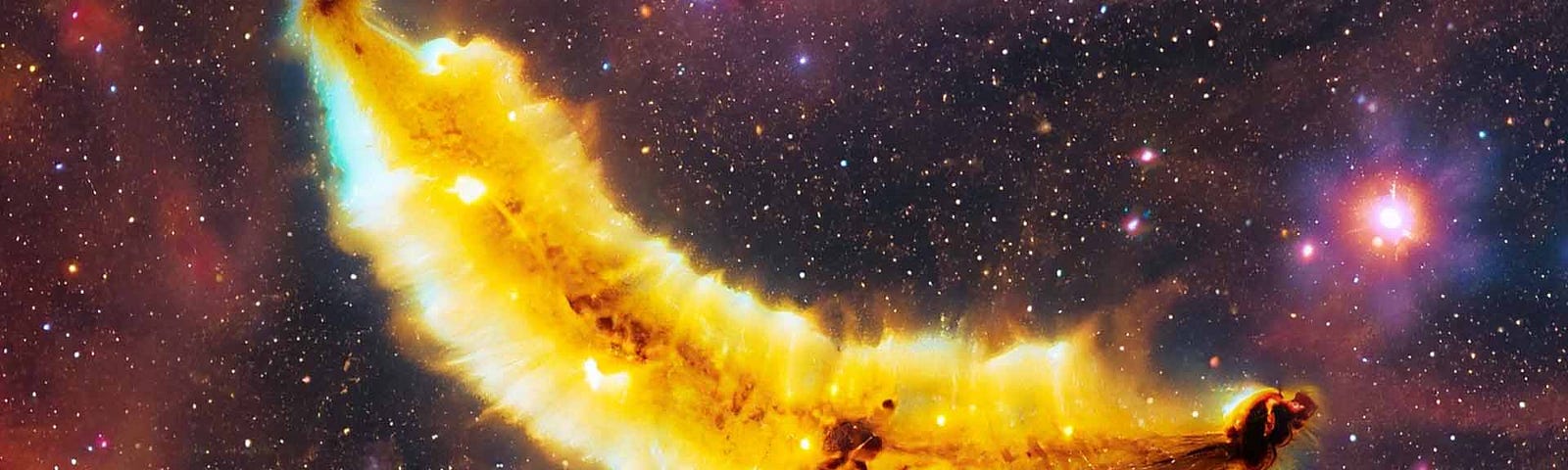 A cluster of stars forming the shape of a banana.