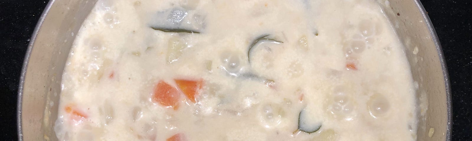 Boiling chicken stew