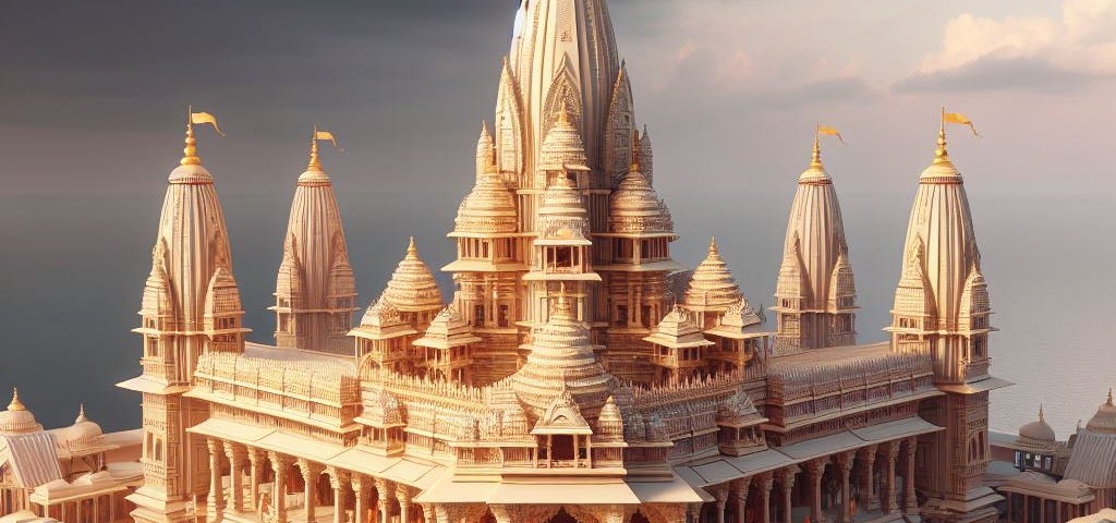 3D Image of Lord Rama Temple created by author.