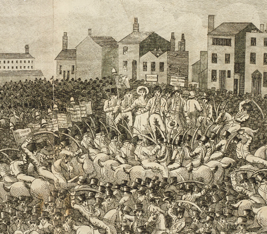 engraving showing the moment the speakers were arrested