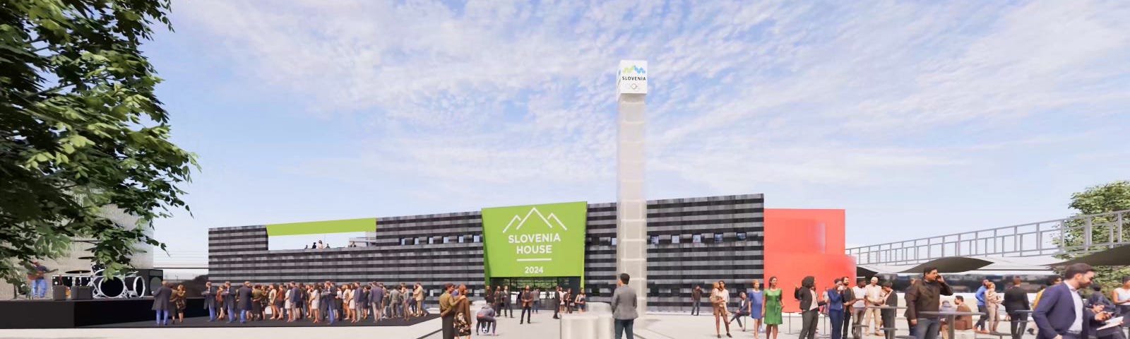 Rendering of the Slovenia House at the Paris 2024 Olympic Summer Games.