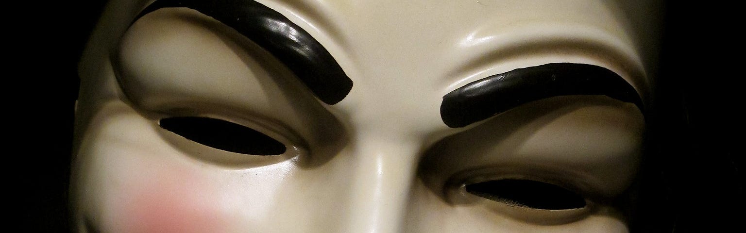 IMAGE: The mask used in the movie “V for Vendetta”, photographed in the Musée des Miniatures et Décors du Cinéma de Lyon.
