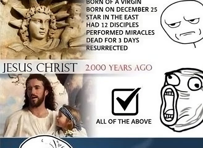 An atheist meme with factually incorrect history to try and mock Christianity