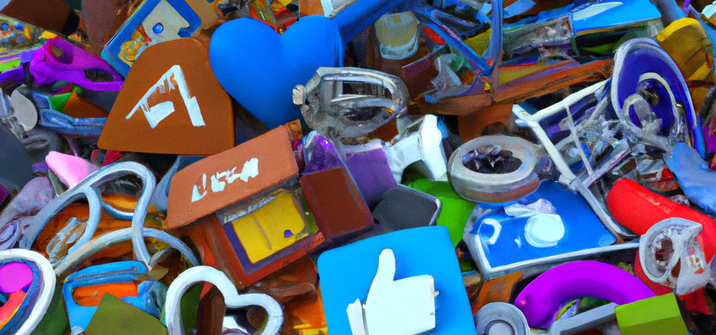 large pile of social media app icons that are old and discarded like trash, generated by DALL-E 2
