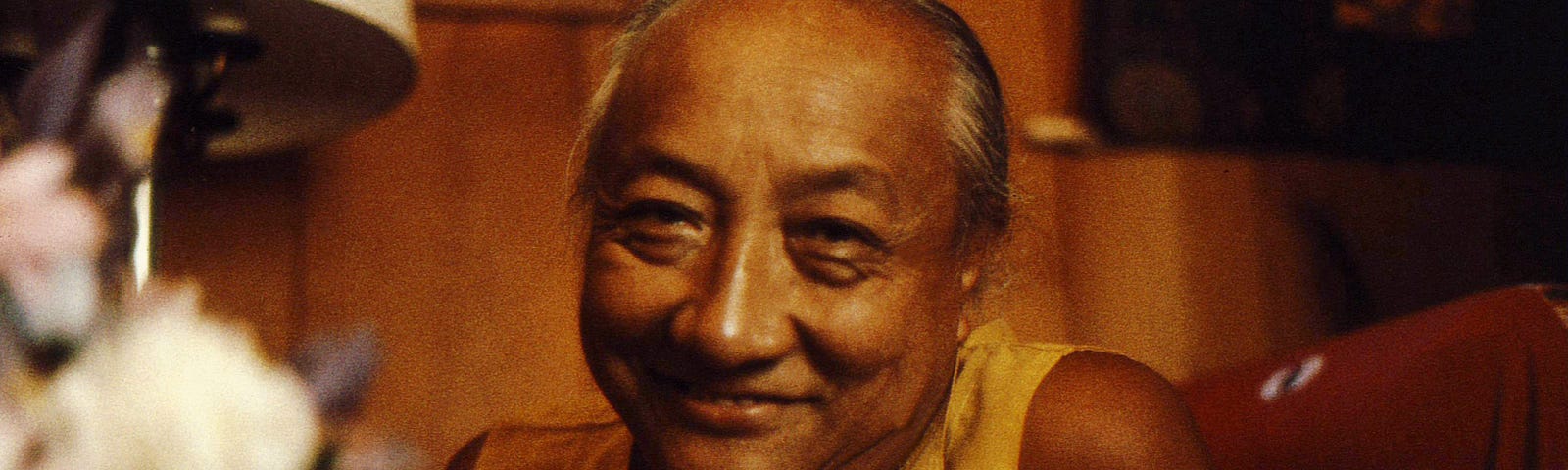 His Holiness Dilgo Khyentse Rinpoche’s broad smile, Seattle, Washington, USA 1976. In Buddhism the relation between acceptance, control and resistance is well studied.