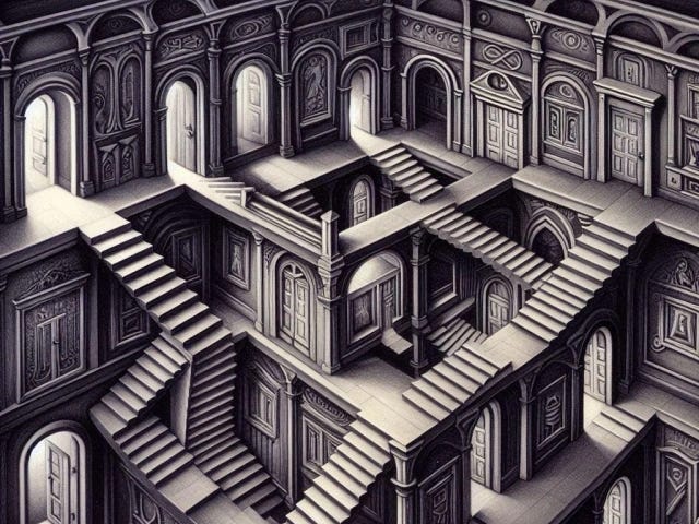 A maze of hallways and doors