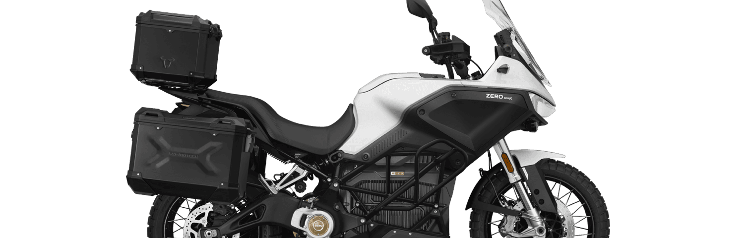 A side view of the Zero DSR/X all-eledctric motorcycle.