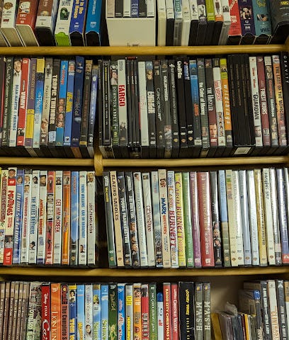 A bookcase full of DVDs