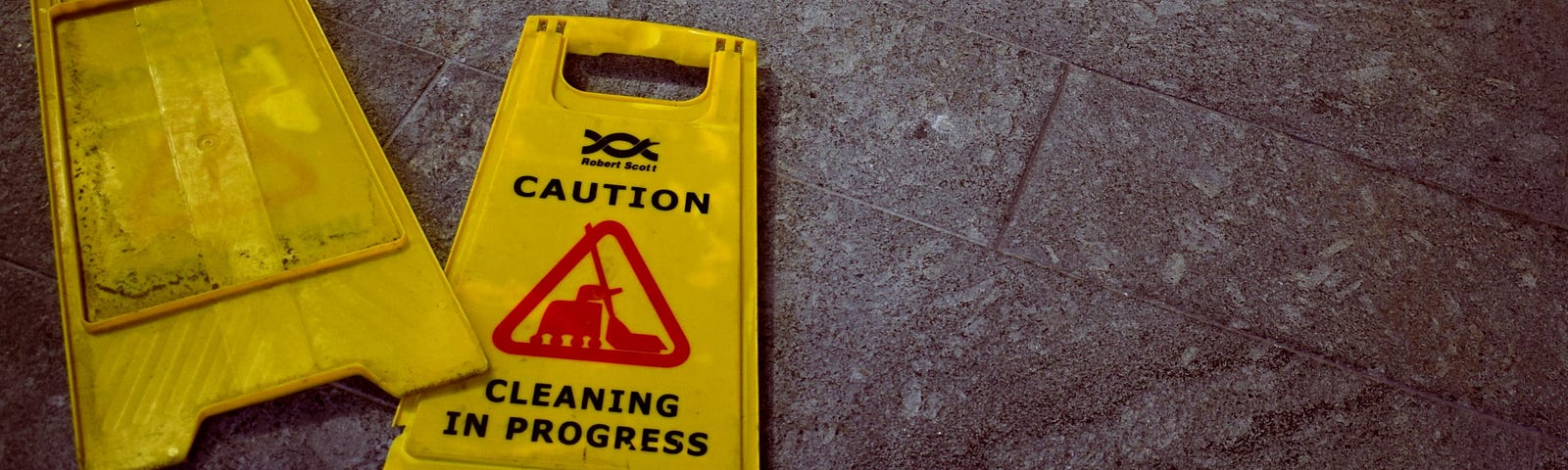 Caution. Cleaning in progress.