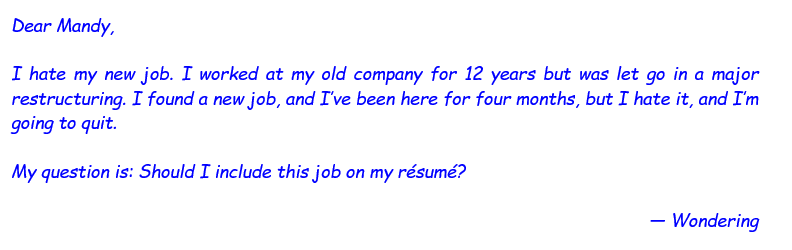 A picture of a question asked by most clients: Should I include this job on my resume?