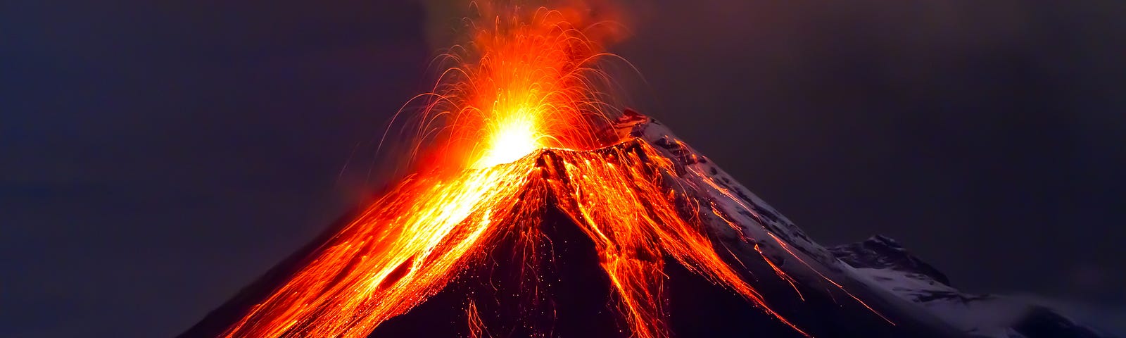 A volcano erupting