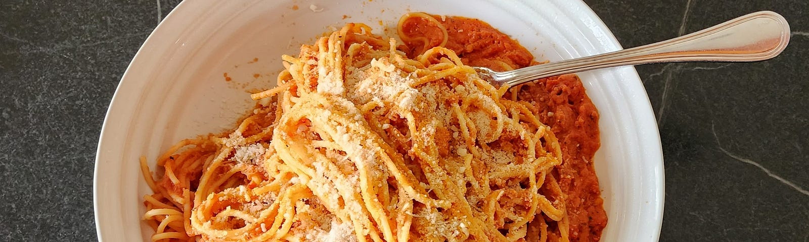 A plate full of spaghetti