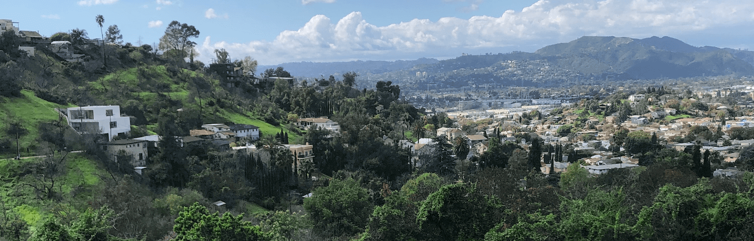 A green path overlooking Los Angeles, California.