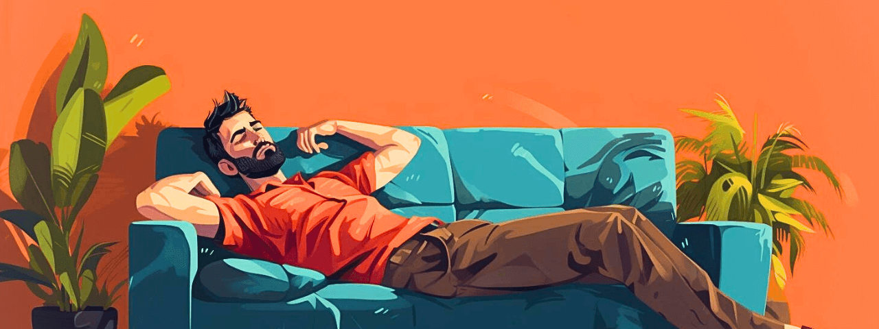 A man asleep on a couch