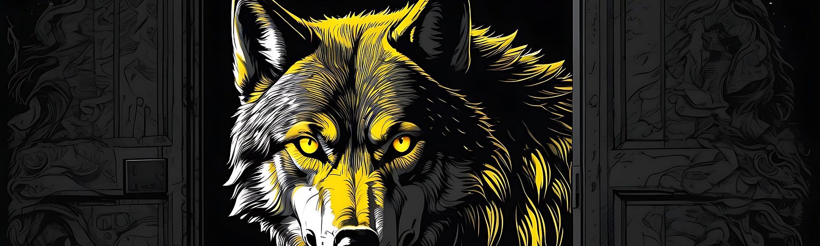 Artwork of a wolf in yellow light