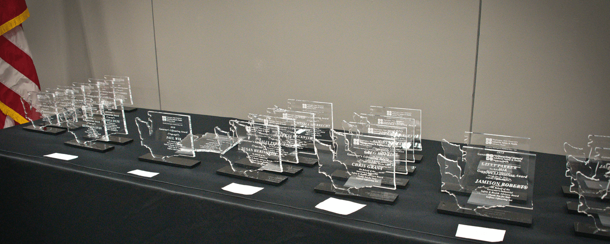 Governor’s Lifesaving awards on a table.