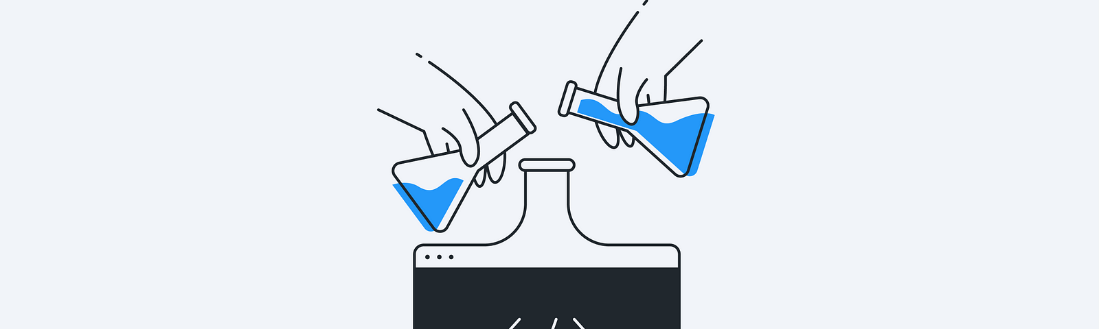 An illustration of chemistry beakers mixing a solution