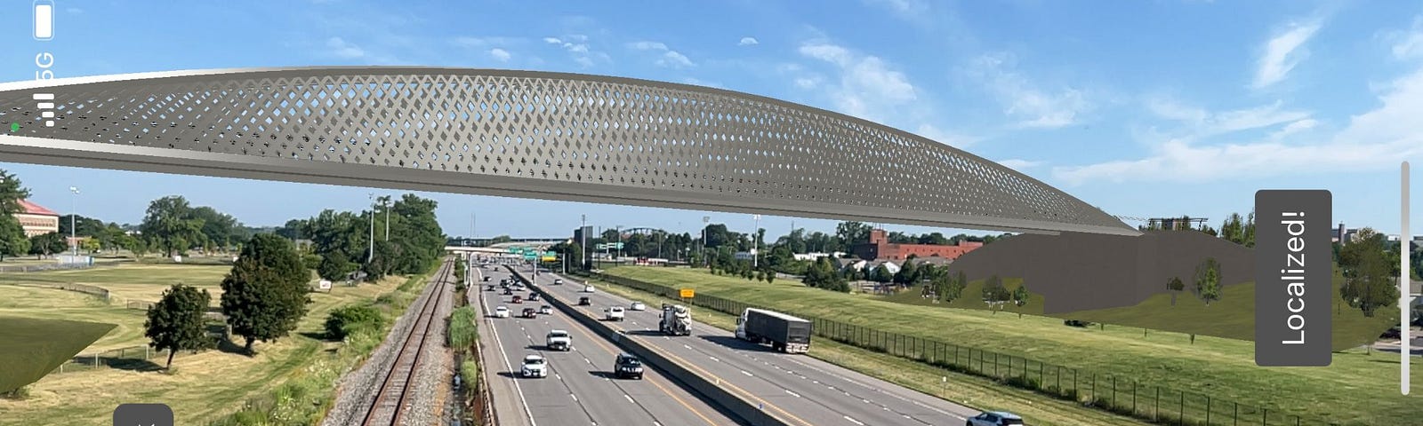 Ralph Wilson Park Pedestrian Bridge AR rendering over I-190 in Buffalo, NY