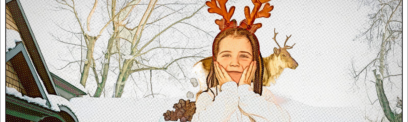 Child expresses dismay at reindeer leaving apples on her roof