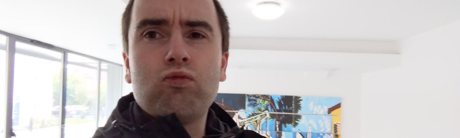 Here I am in the office attempting to figure out where the Jaffa Cakes have gone