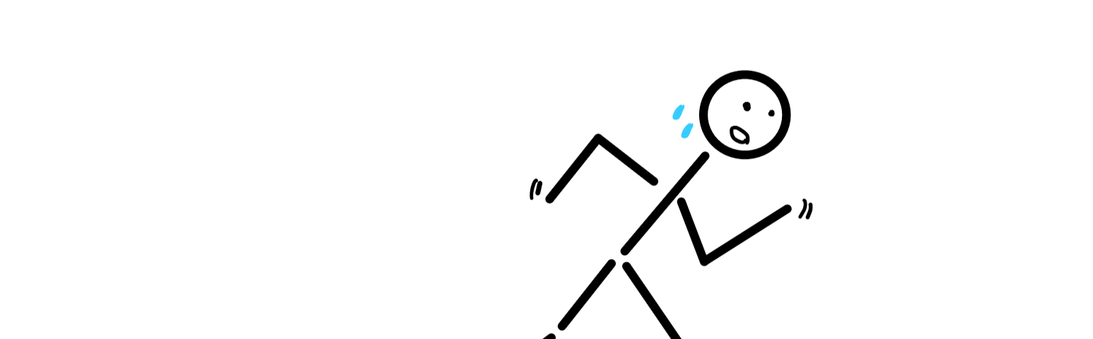 A stick figure of a 100 metre sprinter starting off the blocks with a burst of energy.