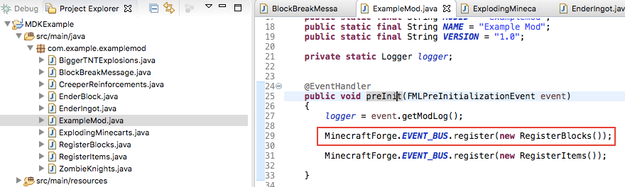 Minecraft 模組製作 6 新方塊 在examplemod Java 中的preinit 加入新的 By 謝志杰 Medium