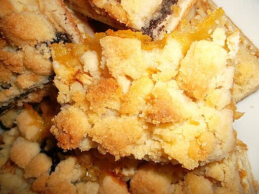 A close-up of crumb cake