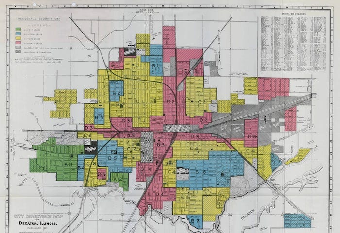 Home Owners’ Loan Corporation between 1935 and 1940, HOLC’s map for Decatur, Illinois