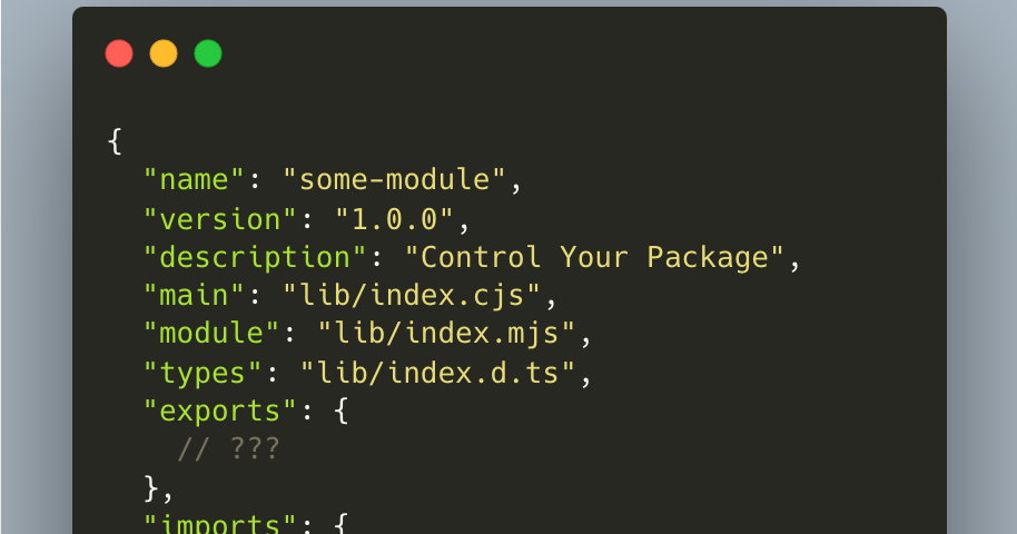 package.json with export and import propeties