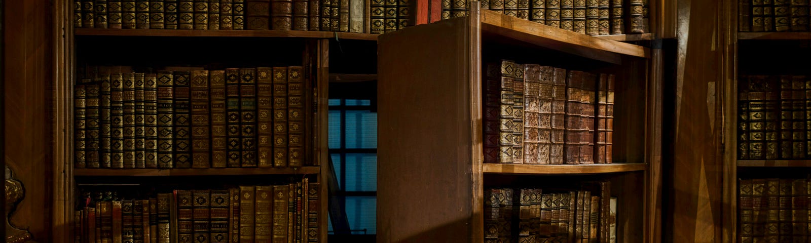 Secret door in the middle of a bookshelf