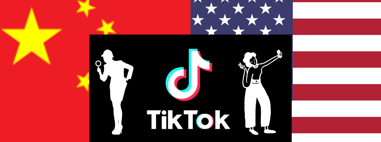 Dueling Chinese and American flags over the TikTok Ban