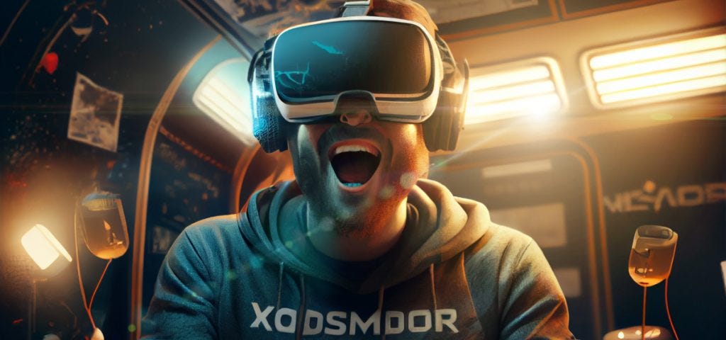 A gamer playing VR games using oculus