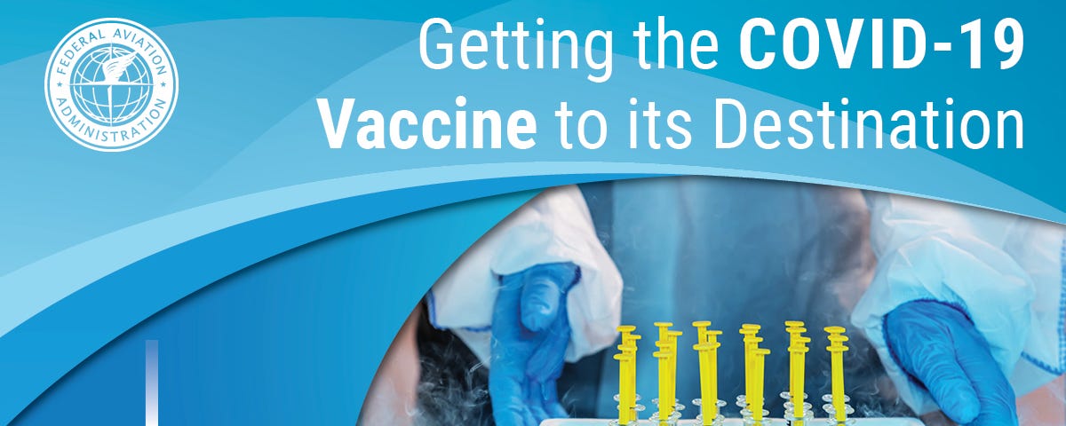 Image of vaccine doses labeled Covid-19. Getting the Covid-19 Vaccine to its Destination.