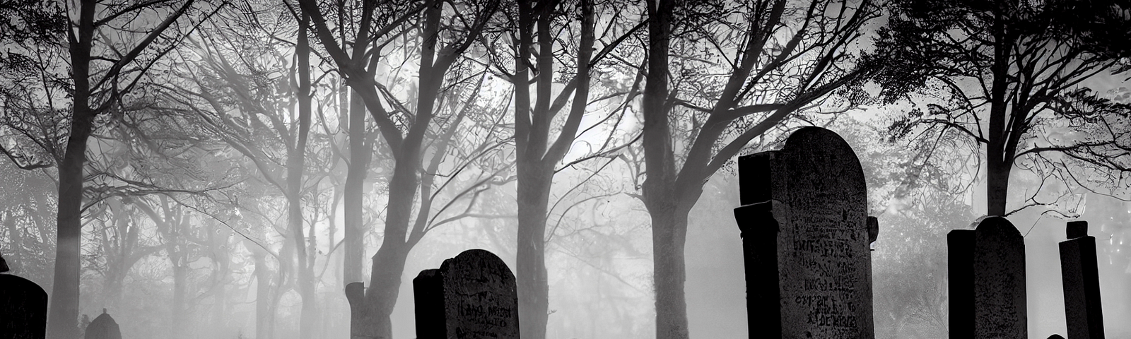 A foggy cementery
