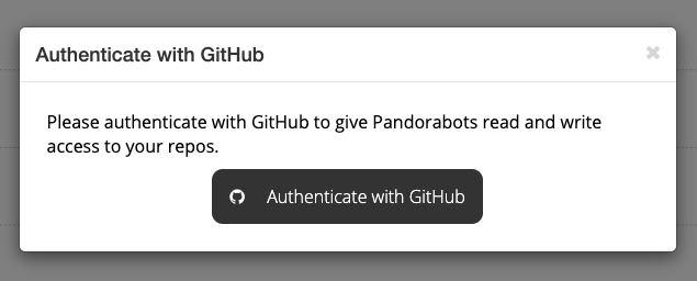 GitHub authentication modal.
