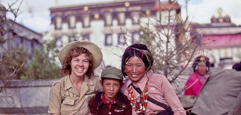 Generous Tibetan woman, her son, and the writer, April Orcutt (copyright April Orcutt — all rights reserved)