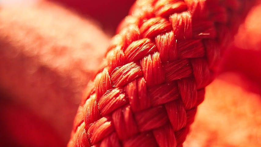 Close up of red rope, binding