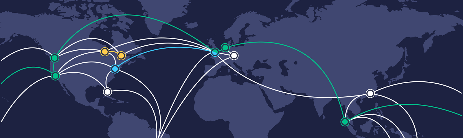 A worldwide telephony network spans multiple points-of-presence across the globe.