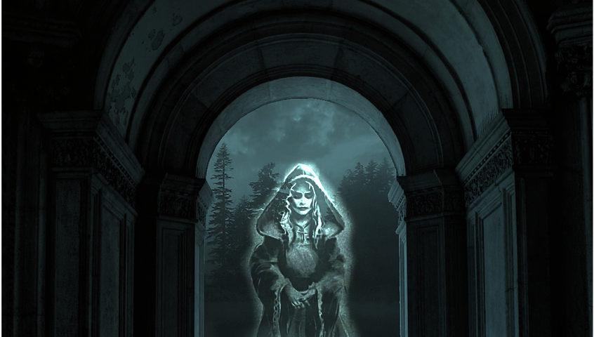A woman in a long cloak, prowling the halls of the underworld.