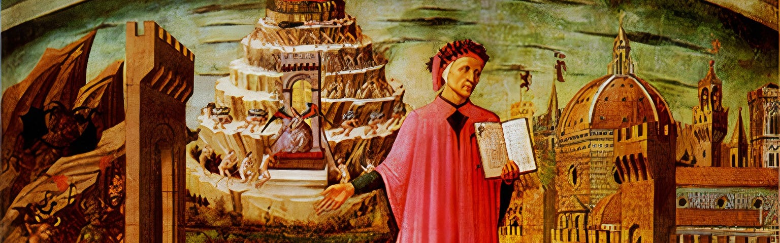 Domenico di Michelino (1417–1491), La Divina Commedia di Dante. Essa imagem está sob domínio público