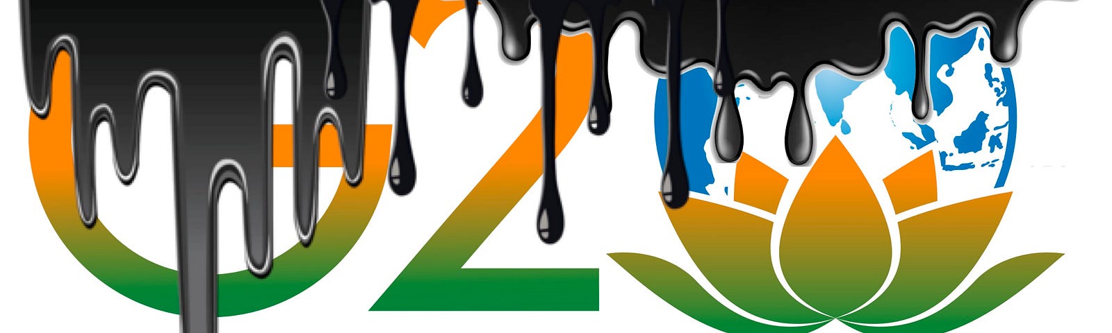 IMAGE: The G20 2023 logo stained with oil dripping from the top