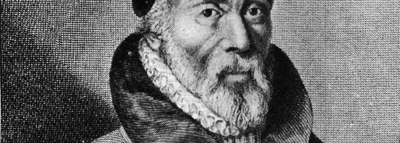 A portrait of William Tyndale.
