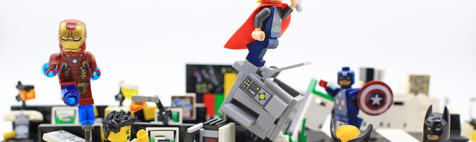 Lego superheroes taking over office space