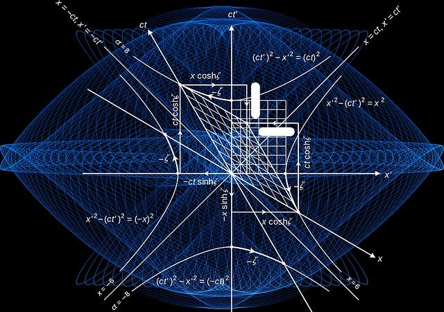 A mathematics equation on a black background