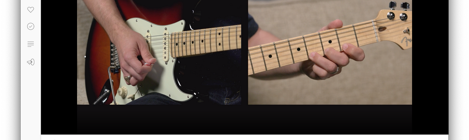 Screenshot of Fender Play with Video Lesson Player and Tablature