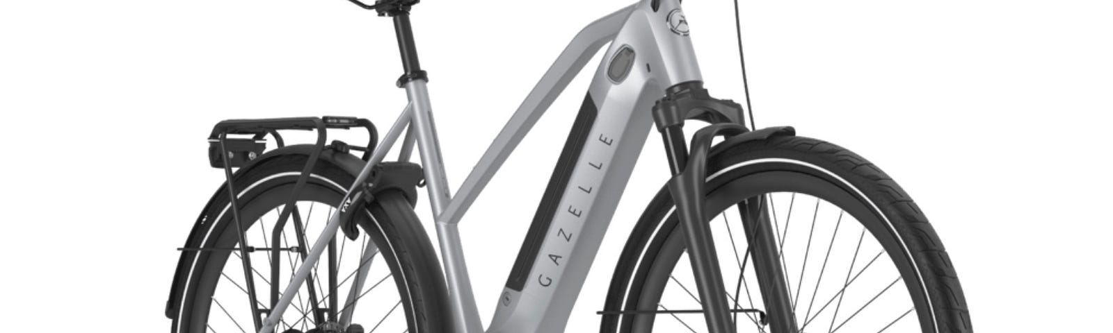 A full view of the Gazelle 380+ electric bike in the color gray