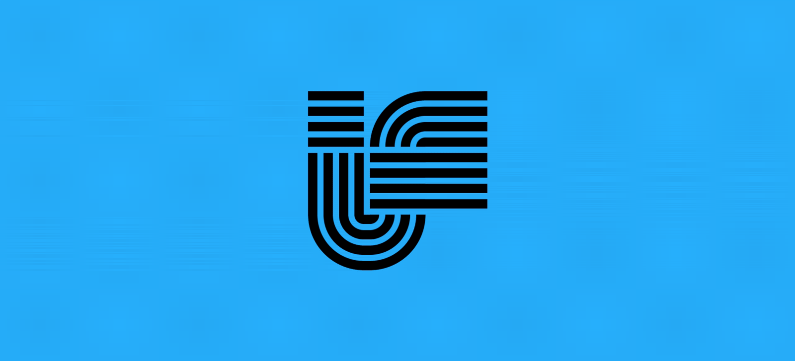 IF’s logo in black, on a blue background. The logo disappears through a series of sweeping movements.