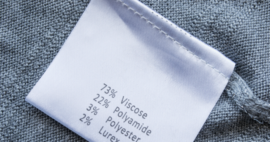 A fabric label displaying the percentage of materials it is made of