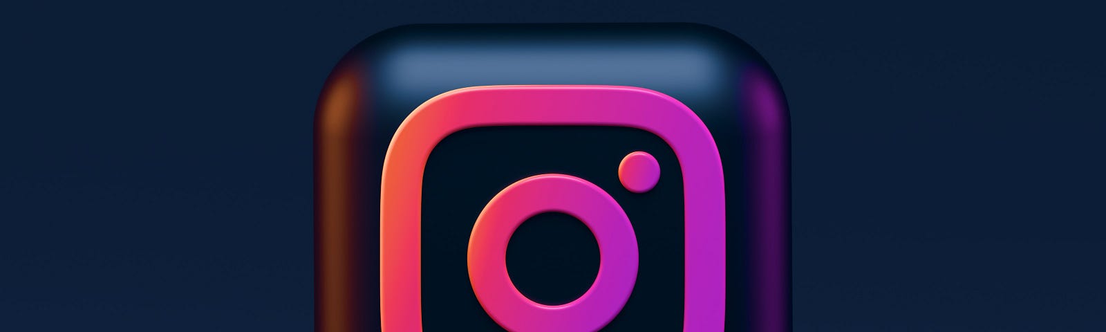 Dark theme instagram logo with blue and pink squares