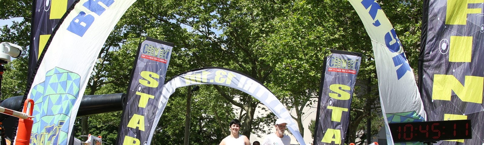 Neil and Nora Offen hit the finish line at the Memorial Day 5K.